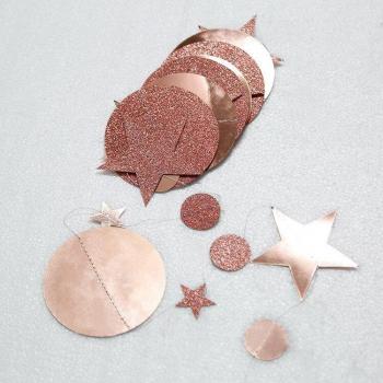 Banderines Colgantes Estrella de Oro Rosa