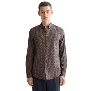 Scotch & Soda Slim Fit Micro AOP Long Sleeve Shirt – Blue, Medium (Men)