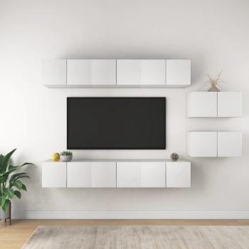 Vidaxl Meubles TV 8 pièces – blanc aggloméré