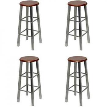 Sgabelli da Bar in MDF Argento e Marrone 4 pz