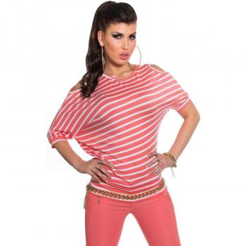 Schulter-Cutout Streifenshirt, S/M