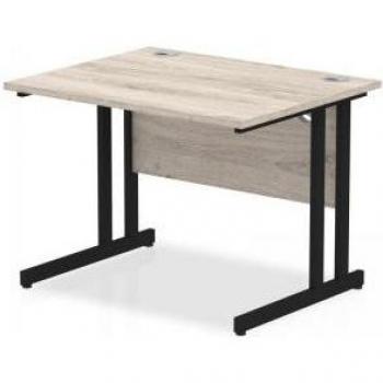 Dynamic Impulse Straight Desk – Grey Oak & Black Cantilever