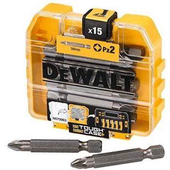 DeWalt 15x PZ2 50mm Screwdriver Bits in Storage Case