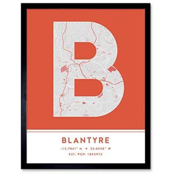Orange Frame Blantyre City Map