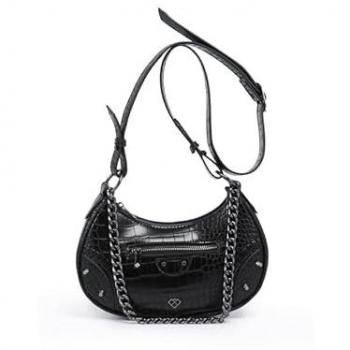 Chunky Metal Croc Pattern Shoulder Tote