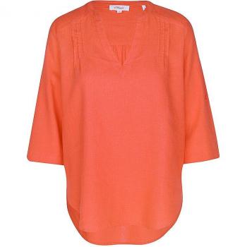 S.Oliver Langarmbluse Leinenbluse mit 3/4-Arm und Tunika-Ausschnitt