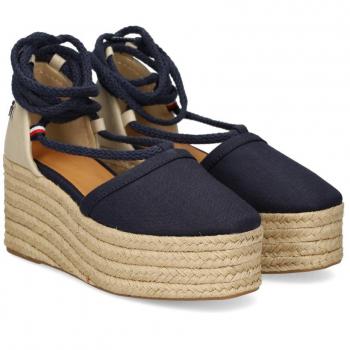 Sandalias cerradas Tommy, lino mujer, azul