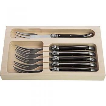 Set of 6 Premium Black Cake Forks