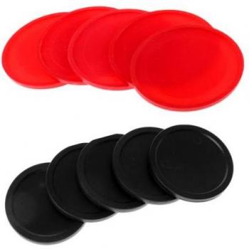 Rondelles de Hockey sur Air 60mm et 50mm 10 pièces rouge et noir