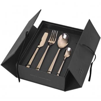 Besta Copenhagen Rose-Titanium Espresso Flatware Set, 16 Pieces