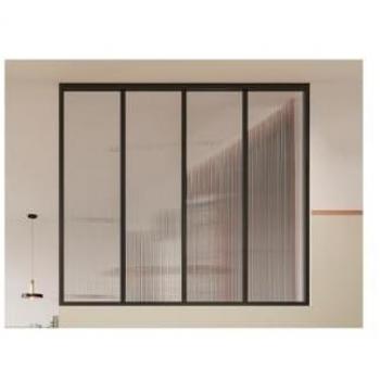 Verre Trempé Texturé Verrière Atelier – 120x105 cm – Noir – VIETRA