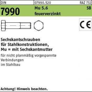 Vis hexagonale DIN 7990 + écrou hexagonal 75mm