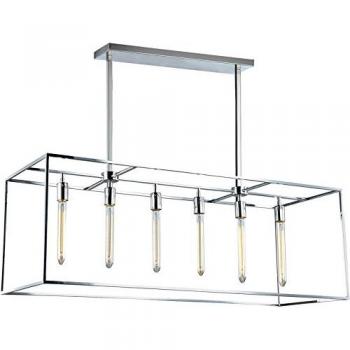 Lampe Suspendue Telaio Métal Chromé Verre Transparent