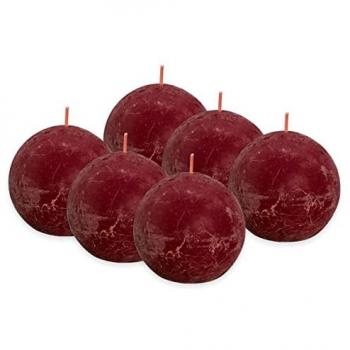 Bougies Rondes Rustiques Rouge Velours 6 pcs 76x71 mm