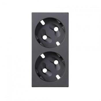 Cubierta Doble Schuko sin Luz, Acabado Grafito – Modelo 50001041-038