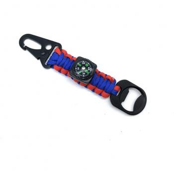 Hand-woven Keychain with Compass and Bottle Opener