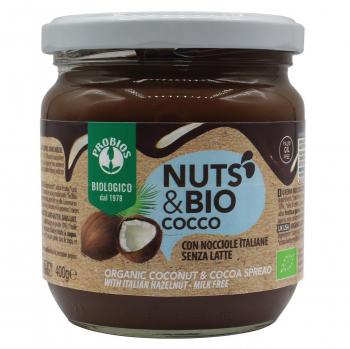 Crema spalmabile con cocco, nocciole e cacao Probios 400g