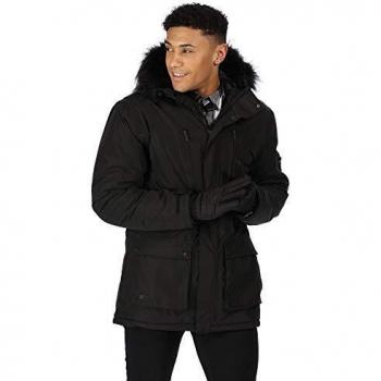 Regatta Salinger Herren-Schutzparka – 100 % wasserdicht, Thermo‑Guard Isolation, atmungsaktiv (Schwarz/Schwarz