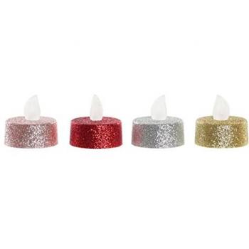 Candela a LED di Design DKD Home Decor – Festività Natalizia (4 x 4 x 5 cm, 4 Unità)
