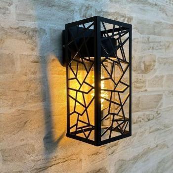 Applique Murale Noire Mat pour Extérieur E27