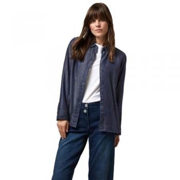 Cecil Damen Langarmbluse im Denim-Look mit durchgehender Knopfleiste, Gr. XS