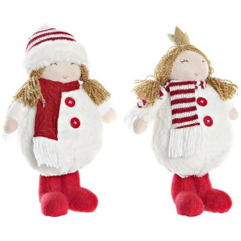 Decoración Festiva DKD: Figura de Poliester Blanco y Rojo