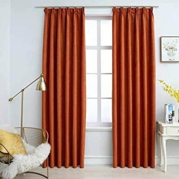 VidaXL Light Blocking Curtains with Hooks 2 pcs Rust 140x225 cm