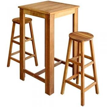 Acacia Bar Table and Stool Trio