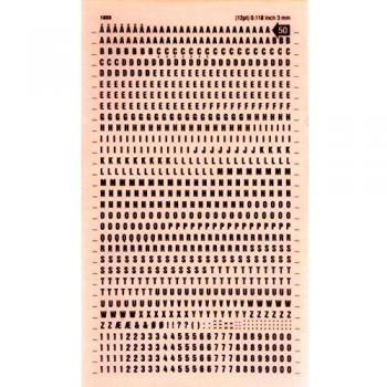 Black Lettering Transfer Sheet 3mm
