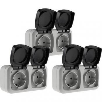 ChiliTec 3x IP44 Aufputz Doppelsteckdose wetterfest
