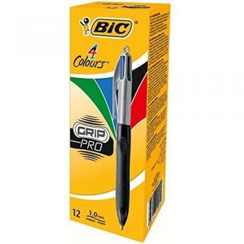 Lote de 12 unidades.Bic 4 Colours Grip Pro Boligrafo de Bola Retractil con Grip