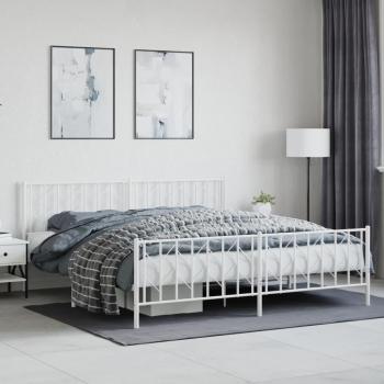VidaXL Metal Bed Frame without Mattress with Footboard White 76x79.9