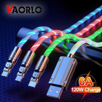 Cable de carga rápida RGB VAORLO 120W Micro USB y Tipo C