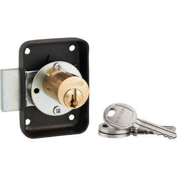 Thirard Serrure de meuble applique porte d'ameublement droite axe 25 mm 70×50 mm noir 3 clés