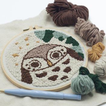 Cartoon Owl Punch Needle Kit with Yarn
