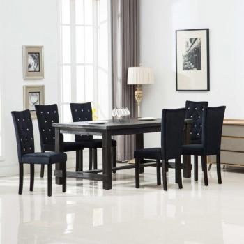 Mesa y 6 sillas Prolenta Premium: comedor en terciopelo negro