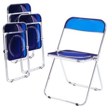 Conjunto de 4 sillas plegables azul oscuro