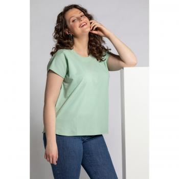 Sustainable Plus Size Green Cotton Piqué Tee, Women, Size 28/30