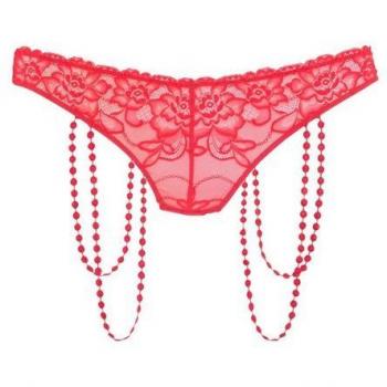 Jette String Damen Rot, Gr. 32/34 – figurbetont, microtouch, Bänder‑Optik
