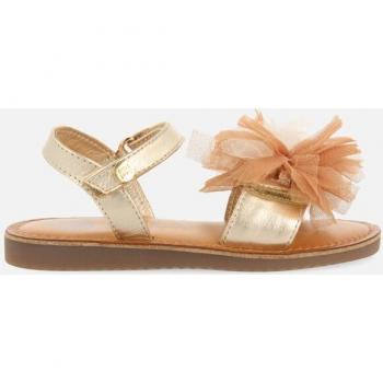Sandalias Doradas de piel con adornos en tul multicolor para niña y niño (Gioseppo