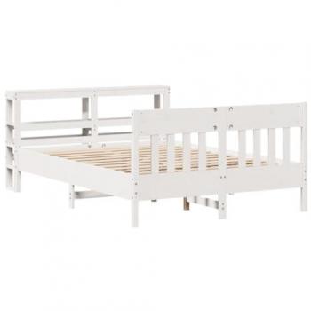 Cadre de lit 150x200 cm blanc en pin massif sans matelas
