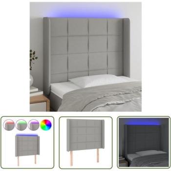 Tessuto testiera a LED grigio chiaro 83x16x118/128 cm