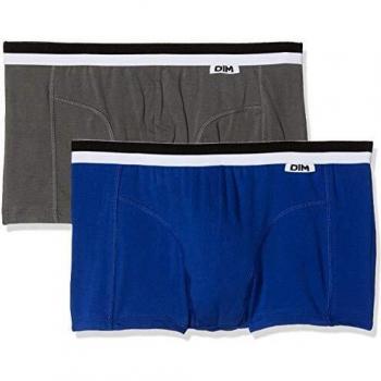 Unno DIM Bóxer Básico de Algodón Elástico, Azul (Pack de 2) para Hombre