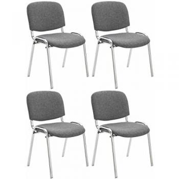 Set di 4 sedie Ken con struttura cromata in tessuto grigio
