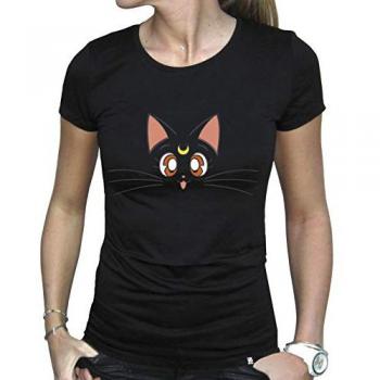 XL Schwarz Sailor Moon Luna 100% Baumwolle Girly Jersey