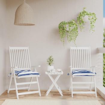 Coussins de Canapé de Jardin 2 Pcs Rayures Bleues et Blanches 50x50x7 cm