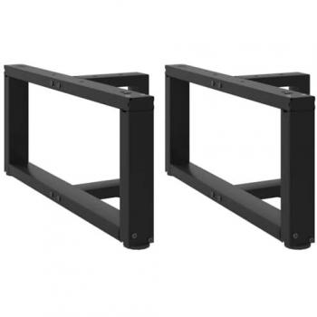 T-Shaped Coffee Table Legs Set of 2 Black Steel 70x25x(30-31) cm