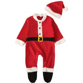 Vêtements de Noël pour nouveau-né : barboteuse et chapeau