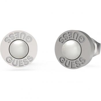 Guess JUME04067JWSTWIT Classic Faux Pearl Stainless Steel Hoops