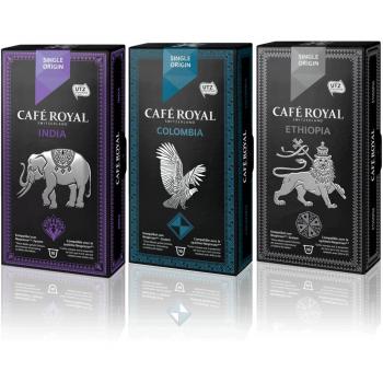 Royal Café Premium Single‑Origin‑Set – 10 Kapseln pro Sorte: India, Kolumbien, Äthiopien